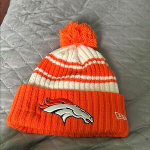 New Era Orange and White Denver Broncos Beanie